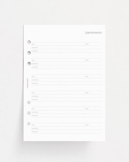 Appointment Planner Inserts